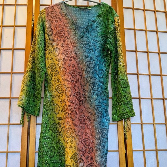 KATHMANDU IMPORTS- Rainbow Cotton Tunic - Picture 1 of 14